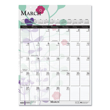 House of Doolittle™ Recycled Wild Flower Wall Calendar, Wild Flowers Artwork, 12 X 16.5, White-multicolor Sheets, 12-month (jan To Dec): 2022 freeshipping - TVN Wholesale